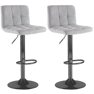 Neo Bar Stool Grey Fabric with Adjustable Black Steel Base