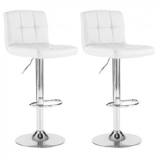Neo Bar Stool White Faux Leather & Steel Base Set of Two