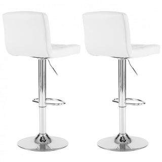 Neo Bar Stool White Faux Leather & Steel Base Set of Two