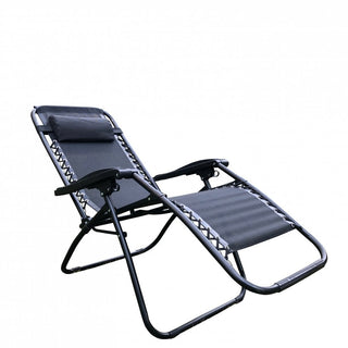 Neo Black Zero Gravity Recliner Garden Sun Loungers x2