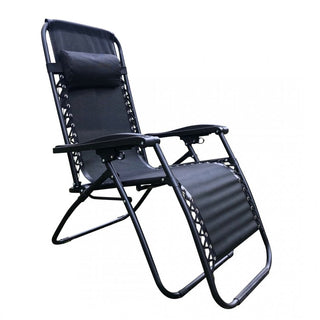 Neo Black Zero Gravity Recliner Garden Sun Loungers x2