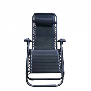 Neo Black Zero Gravity Recliner Garden Sun Loungers x2