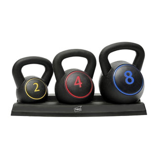 Neo 3 Piece Kettlebell Set Weights with Rack Stand