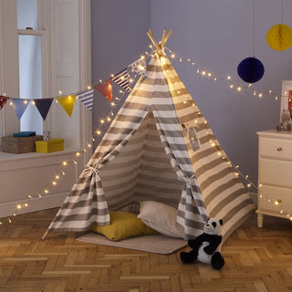 Neo Grey Striped Canvas Kids Indian Tent TeePee