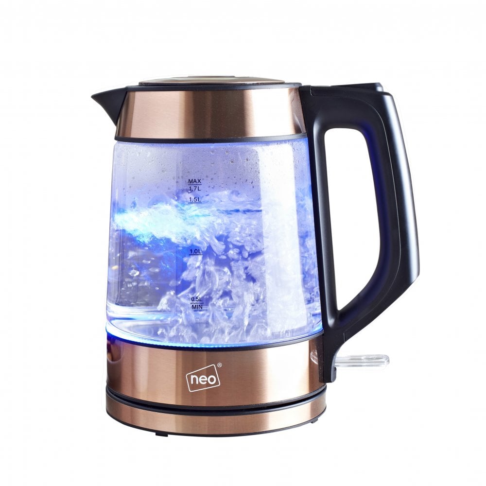Neo Copper Cordless Nordic Illuminated Glass Kettle Neo Direct