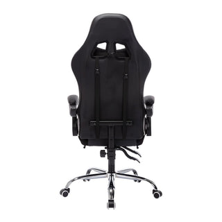 Neo Gaming Chair White  Black Leather with Massage Function & Footrest