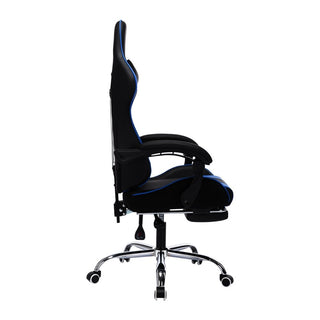 Neo Gaming Chair Blue & Black Leather With Massage Function & Footrest