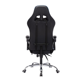 Neo Gaming Chair Blue & Black Leather With Massage Function & Footrest
