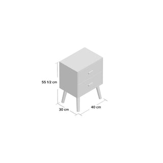 Neo White Two Drawers Wooden Bedside Table