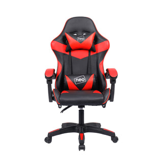 Neo Gaming Chair Red Leather with Footrest, Recliner Swivel