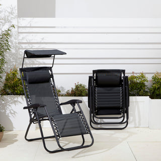 Neo Black Folding Zero Gravity Garden Chairs and Table Set