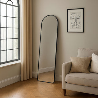 Neo Black Full Length Mirror 40x150cm with Metal Frame HD Dressing Wall Mounted Free Standing Floor for Bedroom Hallway Living Room Wardrobe