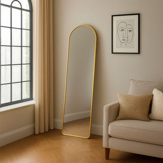 Neo Gold Full Length Mirror 40x150cm with Metal Frame HD Dressing Wall Mounted Free Standing Floor for Bedroom Hallway Living Room Wardrobe