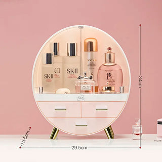 Neo Pink 2 Drawer Round Cosmetic Organiser