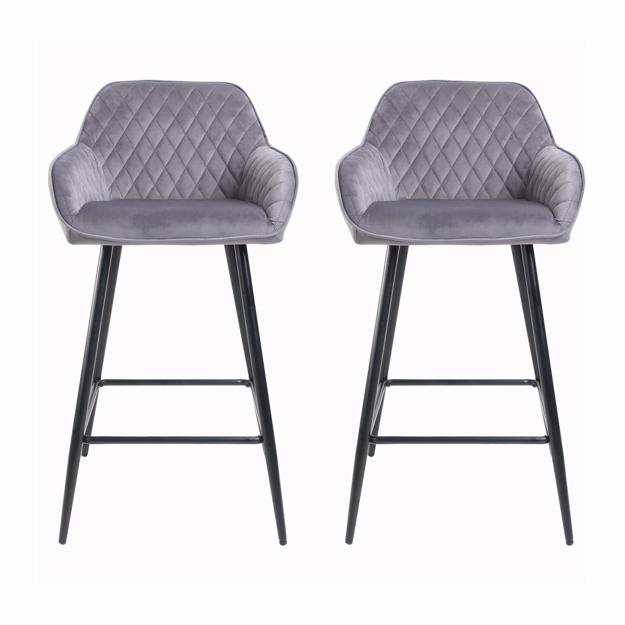 Èze Grey Crushed Velvet Bar Stool – Neo Direct - Main Image