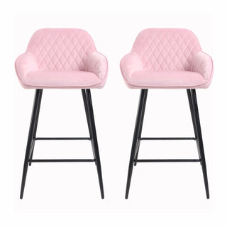 Annecy Pink Crushed Velvet Bar Stool