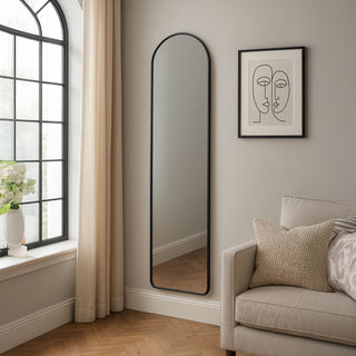 Neo Black Full Length Mirror 40x150cm with Metal Frame HD Dressing Wall Mounted Free Standing Floor for Bedroom Hallway Living Room Wardrobe