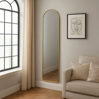 Neo Gold Full Length Mirror 40x150cm with Metal Frame HD Dressing Wall Mounted Free Standing Floor for Bedroom Hallway Living Room Wardrobe