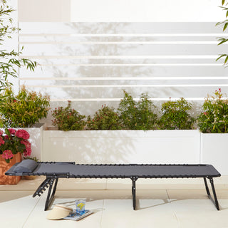 Two Neo Grey Outdoor Folding Sun Loungers