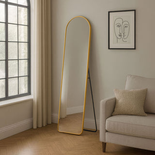 Neo Gold Full Length Mirror 40x150cm with Metal Frame HD Dressing Wall Mounted Free Standing Floor for Bedroom Hallway Living Room Wardrobe