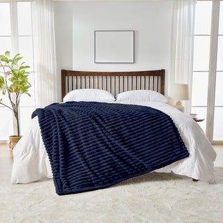 Neo Navy Electric Blanket Heated Fleece Overblanket Throw