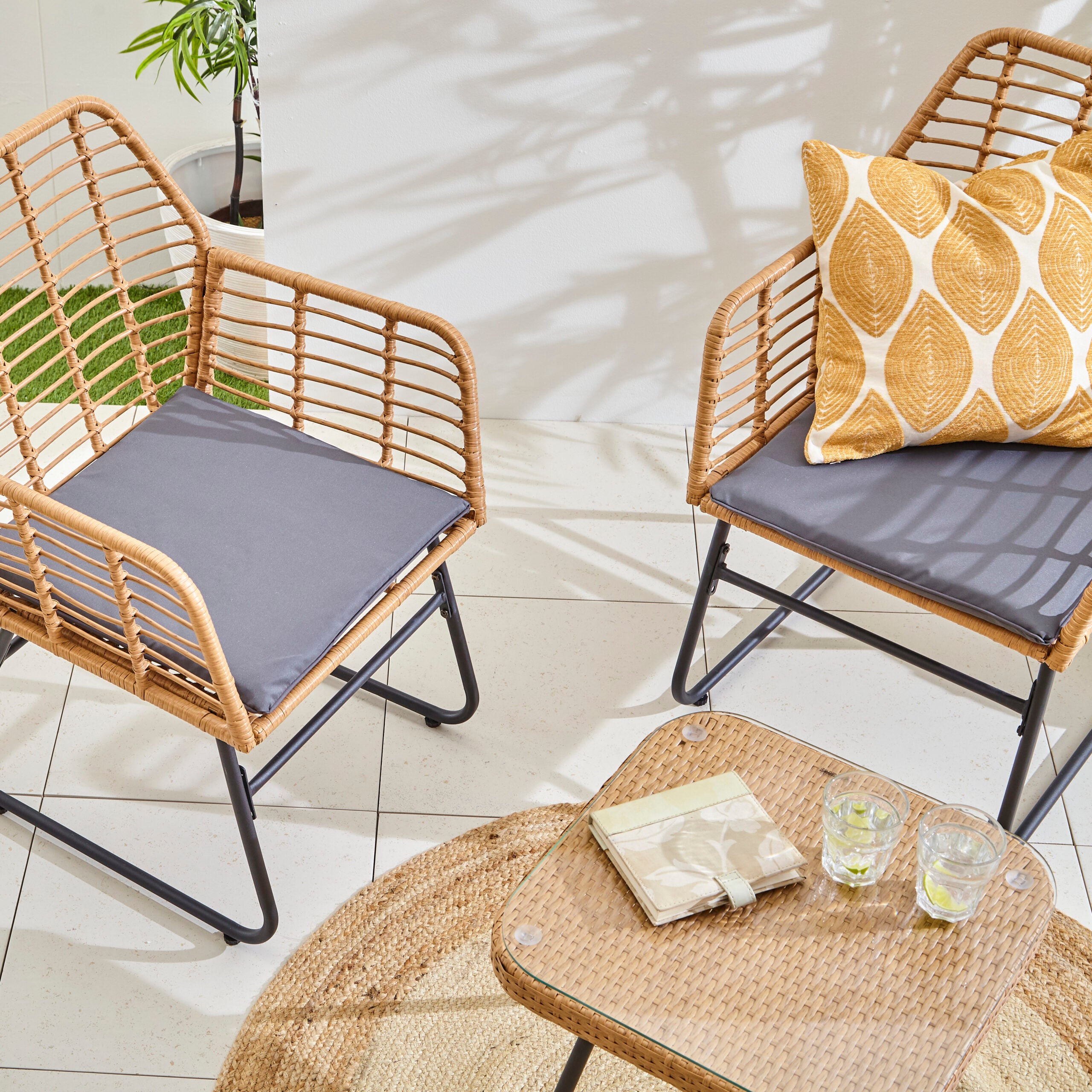 Garden Bamboo Bistro Set Rattan Effect Rattan Argos Garden