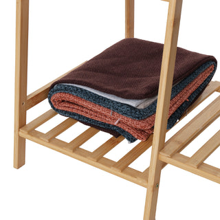 Neo Bamboo Rack Clothes with Storage Shelf Hanging Rail and Side Hooks