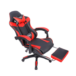 Neo Red/Black Leather Gaming Chair With Footrest