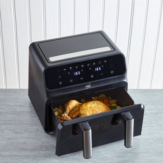 Neo Black Electric 8.5L Digital Air Fryer with Dual Drawer and Glass Viewing Window