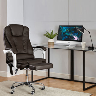 Neo Office Chair Brown Faux Leather with Massage Function & Footrest