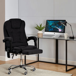 Neo Office Chair Black Fabric Footrest & Massage Function Steel Frame