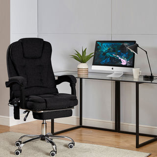 Neo Office Chair Black Fabric Footrest & Massage Function Steel Frame