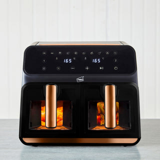 Neo Black & Copper Electric 8.5L Digital Air Fryer with Dual Drawer and Glass Viewing Window