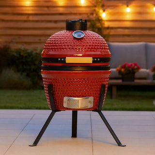 Neo Red Cinnabar Red Kamado 13" Ceramic Mini BBQ Grill