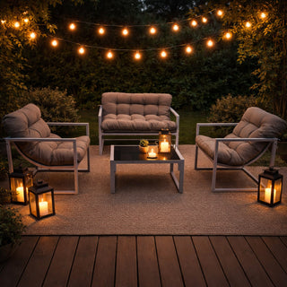 Neo Grey 4 Piece Outdoor Metal Patio Garden Furniture Set