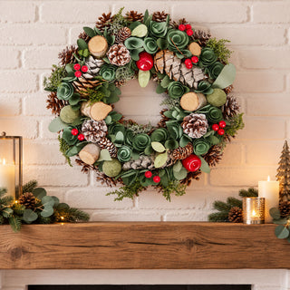 Neo 50cm Christmas Woodland Wreath Front Door