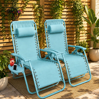 Neo Aqua Zero Gravity Recliner Garden Sun Loungers Set of Two