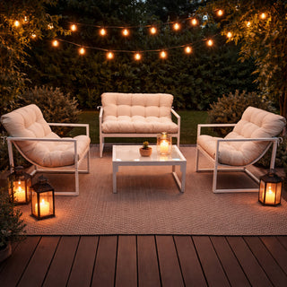 Neo White 4 Piece Outdoor Metal Patio Garden Furniture Set