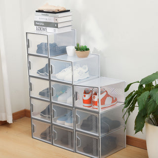 Neo Grey 12 pcs Transparent Large Shoe Storage Boxes