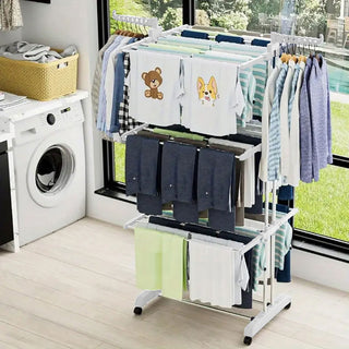 Neo White 4 Tier Folding Clothes Horse Drying Rack