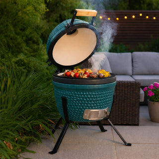 Neo Teal Blue Kamado 13" Ceramic Mini BBQ Grill