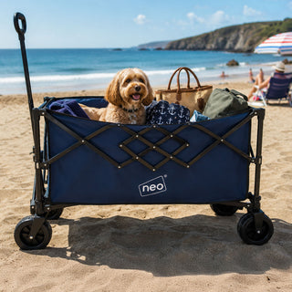 Neo Heavy Duty Folding Wagon Cart 300L Adjustable Handle - Navy