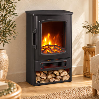 Neo Black 2000W Electric Heater with Realistic Flame Remote Control