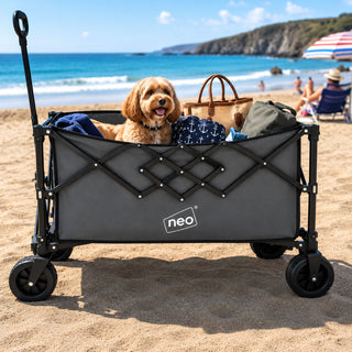 Neo Heavy Duty Folding Wagon Cart 300L Adjustable Handle - Grey