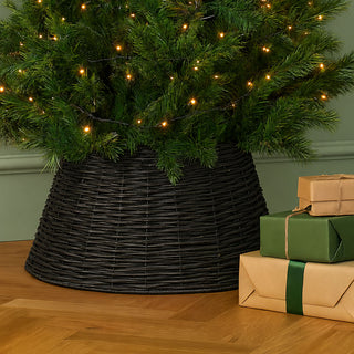 Neo Black Natural Rustic Willow Christmas Tree Skirt