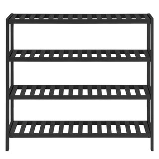 Neo Black 4-Tier Bamboo Shoe Rack Wooden Shoe Storage Organiser Shelf for Hallway, Entrance Living Room