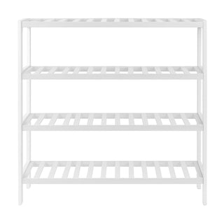 Neo White 4-Tier Bamboo Shoe Rack Wooden Shoe Storage Organiser Shelf for Hallway, Entrance Living Room