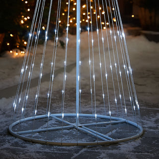 Neo 10ft White Waterfall LED Outdoor Christmas Tree Light Cascading Star Tree with 5m Lead Multi Function Modes Garden & Patio