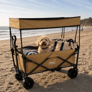 Neo Folding Wagon Canopy Garden Cart 110L 120kg - Khaki