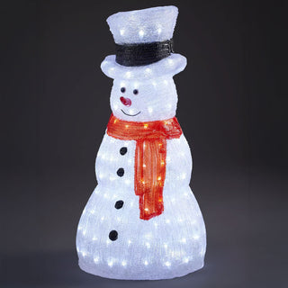 Neo 70cm Acrylic Light Up Snowman Outdoor Festive Christmas Garden Porch Decoration Display Warm White Bright LEDs Illuminated Weatherproof